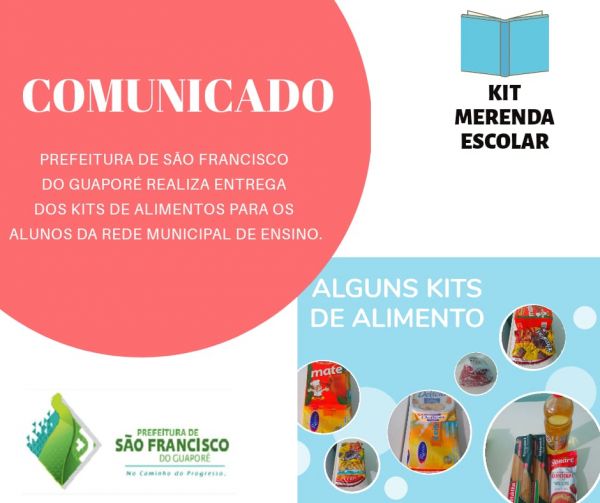 CONFIRA O CRONOGRAMA DE ENTREGA DOS KITS DE ALIMENTAÇÃO ESCOLAR